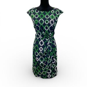 AGB Dress Green and Blue Patterned Dress